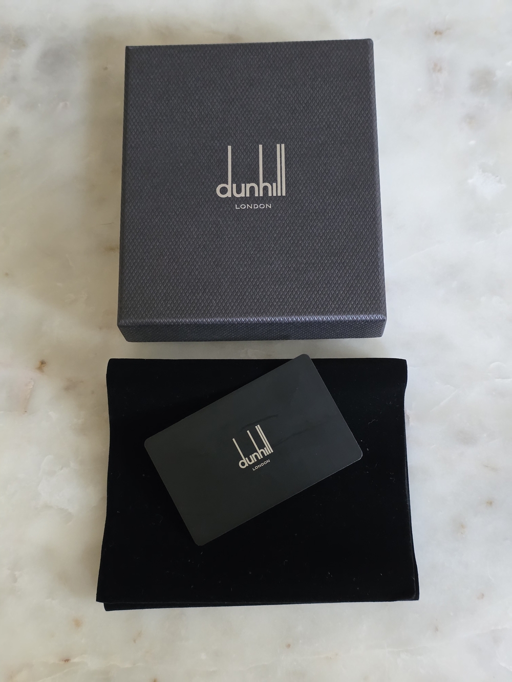 Dunhill Black Textured Card Holder Gift Box Set